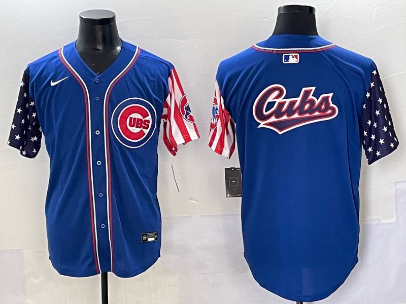Men 2025 Chicago Cubs Blank Blue a generation of national flags Joint Name Nike MLB Jersey style 4